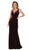 May Queen - RQ7710 Plunging V-Neck Velvet Sheath Gown In Red