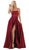 May Queen - RQ7711 Sleeveless Square Neck Tie String Back Satin Gown In Red