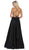 May Queen - RQ7711 Sleeveless Square Neck Tie String Back Satin Gown In Black