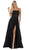 May Queen - RQ7711 Sleeveless Square Neck Tie String Back Satin Gown In Black