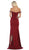 May Queen - RQ7712 Embellished Off-Shoulder Trumpet Dress In Red