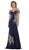 May Queen - RQ7712 Embellished Off-Shoulder Trumpet Dress In Blue