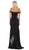 May Queen - RQ7712 Embellished Off-Shoulder Trumpet Dress In Black