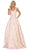 May Queen - RQ7714 V-Neck A-Line Evening Dress In Pink