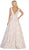 May Queen - RQ7714 V-Neck A-Line Evening Dress In Nude