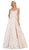 May Queen - RQ7714 V-Neck A-Line Evening Dress In Nude