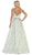 May Queen - RQ7715 Pleated V-Neck A-Line Evening Gown In Green