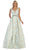 May Queen - RQ7715 Pleated V-Neck A-Line Evening Gown In Green