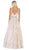 May Queen - RQ7715 Pleated V-Neck A-Line Evening Gown In Nude