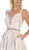 May Queen - RQ7715 Pleated V-Neck A-Line Evening Gown In Nude
