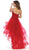 May Queen - RQ7716 Strapless Lace Appliqued High Low Gown In Red