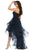 May Queen - RQ7716 Strapless Lace Appliqued High Low Gown In Blue