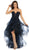 May Queen - RQ7716 Strapless Lace Appliqued High Low Gown In Blue