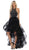 May Queen - Jeweled Halter High Low Ruffled Dress RQ7717 In Black