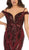 May Queen - RQ7718 Sequin Embellished Plunging Gown In Red