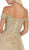 May Queen - RQ7722 Embellished Off-Shoulder A-line Dress In Gold