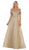 May Queen - RQ7722 Embellished Off-Shoulder A-line Dress In Gold