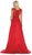 May Queen - RQ7723 Beaded Lace A-Line Evening Gown In Red