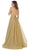 May Queen - RQ7724 Crisscross Strapped Back Ballgown In Gold and Multi-Color