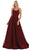 May Queen - RQ7724 Crisscross Strapped Back Ballgown In Red and Multi-Color