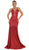May Queen - RQ7725 Plunging V-Neck Fitted Trumpet Gown In Red and Multi-Color