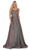 May Queen - RQ7726 Scoop Pleated A-Line Evening Gown In Gray and Multi-Color