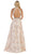 May Queen - RQ7731 Floral Detailed Halter V-neck A-line Dress In Pink