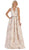 May Queen - RQ7731 Floral Detailed Halter V-neck A-line Dress In Pink