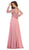 May Queen - RQ7732 Embroidered Long Sleeve Bateau A-line Dress In Pink