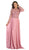 May Queen - RQ7732 Embroidered Long Sleeve Bateau A-line Dress In Pink