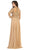 May Queen - RQ7732 Embroidered Long Sleeve Bateau A-line Dress In Gold