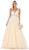 May Queen - RQ7733 Floral Embroidered Plunging V-Neck Dress In White and Nude