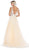 May Queen - RQ7733 Floral Embroidered Plunging V-Neck Dress In White and Nude