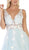 May Queen - RQ7733 Floral Embroidered Plunging V-Neck Dress In White and Blue