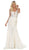 May Queen - RQ7735 Floral Lace Deep V-neck Mermaid Dress In White
