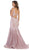 May Queen - RQ7735 Floral Lace Deep V-neck Mermaid Dress In Pink