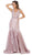 May Queen - RQ7735 Floral Lace Deep V-neck Mermaid Dress In Pink