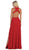 May Queen - RQ7736 Glitter Lace Double High Slit Gown In Red