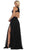 May Queen - RQ7736 Glitter Lace Double High Slit Gown In Black