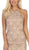 May Queen - RQ7740 Embellished Halter Sheath Dress With Mini Train In Nude