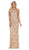 May Queen - RQ7740 Embellished Halter Sheath Dress With Mini Train In Nude