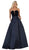 May Queen - Sleeveless Lace Up Front Pleated Ballgown RQ7742  In Black and Blue