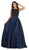 May Queen - RQ7744 Sleeveless Embellished Bateau Ballgown In Blue
