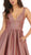 May Queen - RQ7748 Strappy Plunging V-Neck Dress In Pink