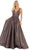 May Queen - RQ7748 Strappy Plunging V-Neck Dress In Purple