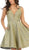 May Queen - RQ7749 Strappy Plunging V-Neck Cocktail Dress In Gold