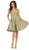 May Queen - RQ7749 Strappy Plunging V-Neck Cocktail Dress In Gold