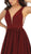May Queen - RQ7753 Sleeveless Deep V-neck A-line Dress In Red