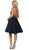 May Queen - RQ7754 Strappy V-Neck Pleated A-Line Dress In Blue