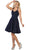 May Queen - RQ7754 Strappy V-Neck Pleated A-Line Dress In Blue